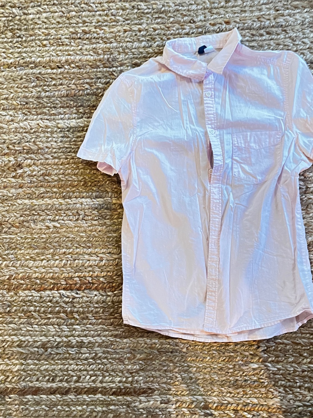 Divided Sheer Pale Pink Short Sleeve Button-Up Shirt